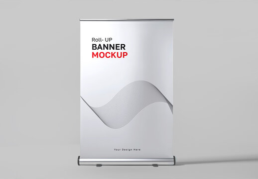 Retractable Event Roll-Up Banner Mockup PSD