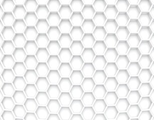 Abstract geometric pattern of repeating white hexagons