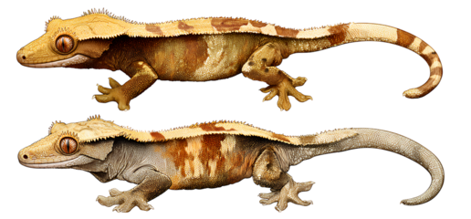  Set of Crested Gecko Morph Collection Images with Transparent Background