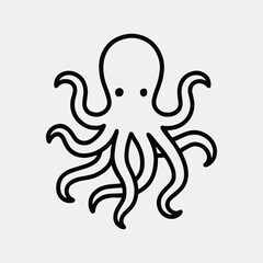 Silhouette cute outline octopus simple ocean animal vector illustration
