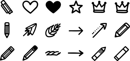 Vector icon set for set web on transparent background
