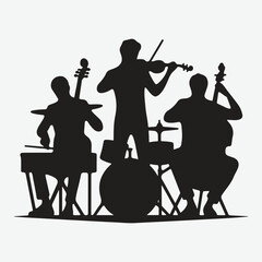 Fototapeta premium silhouettes set of musicians playing instruments vector collection.