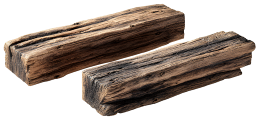  Set of Pieces of Wood Images with white Background