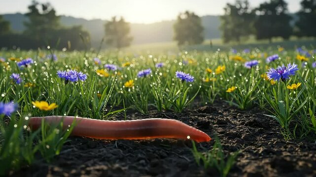 Colorful meadow with slug