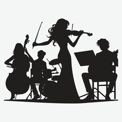  silhouettes set of musicians playing instruments vector collection.