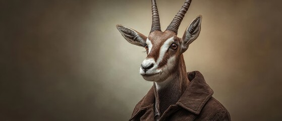 The goat wearing a stylish coat with a captivating expression.