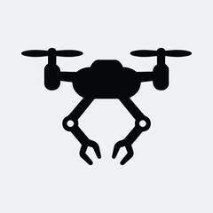 Silhouette drone claw machine vector illustration