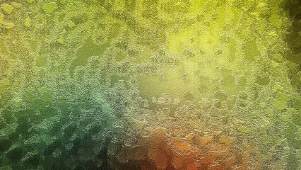 A textured abstract background in shades of green and yellow creates a visually interesting and artistic design