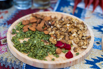 Healthy Bites. Almonds, Walnuts, Pumpkin Seeds, Beets