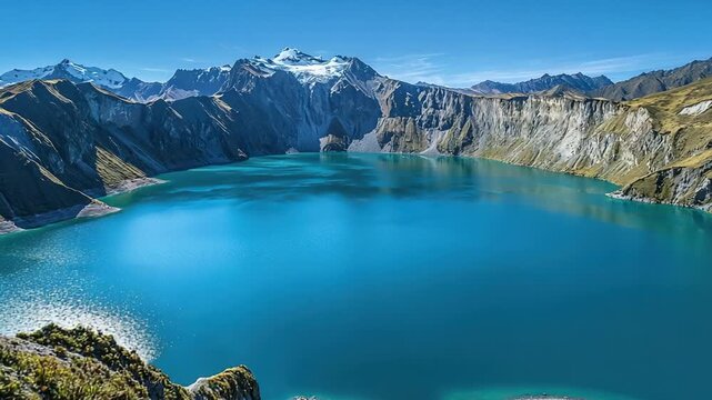 volcanic crater lake of huaytapallana peruvian landscape video