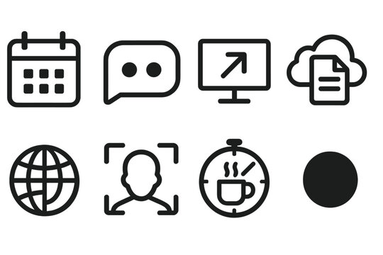 Icons representing modern digital communication and productivity tools in a simplified design