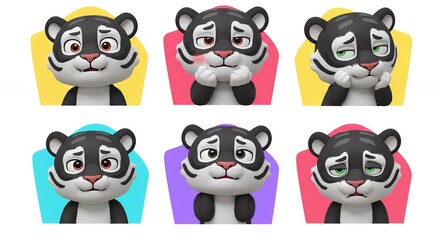 Fototapeta premium Cartoon tiger expressions illustration set