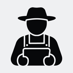 Silhouette farmer with hat holding a box or package vector illustration
