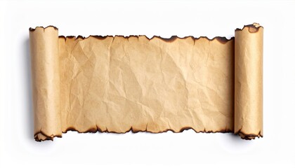 Aged parchment scroll with burnt edges, ideal for historical, fantasy, or pirate-themed designs and projects.