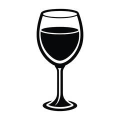 Wine Glass Icon Black and White Graphic Design Image on White Background