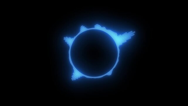 Neon podcast player sound wave animation isolated on black background