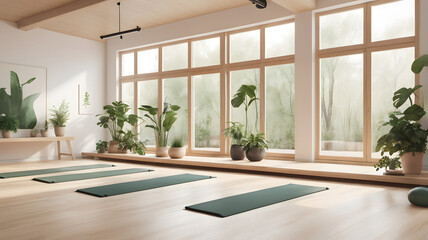 Fototapeta premium Peaceful Woman Practicing Yoga at Sunrise