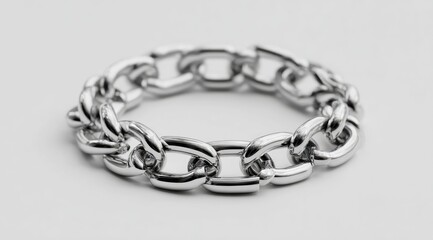 Obraz premium Close-up of a chunky silver chain bracelet