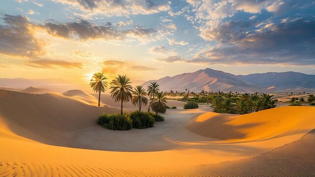 golden sand dunes of huacachina oasis peruvian landscape video
