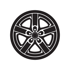 Black and White Car Wheel Rim with Five Spokes