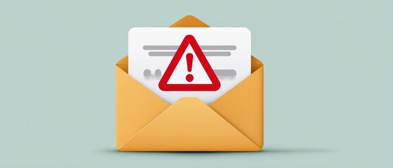 An envelope containing a warning message with a red alert symbol, symbolizing caution or potential danger related to correspondence.