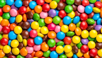 Obraz premium Vibrant chocolate candies create a colorful and appetizing background