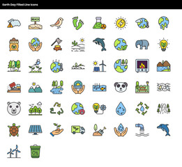 Earth Day Filled Line Icons