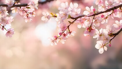 Fototapeta premium cherry blossom branches in bloom against a soft background