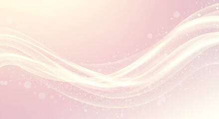 Soft flowing luminous light waves with subtle sparkles on a gentle pastel pink background