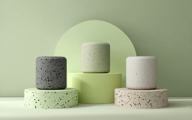 Patel green and beige Terrazzo round-shaped blocks on pistachio green background