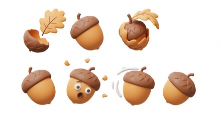 Cartoon acorn set
