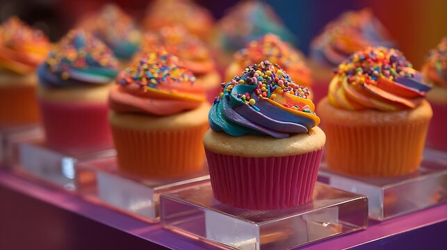 Vibrant Colorful Cupcakes with Sprinkles Perfect for Dessert Lovers and Parties