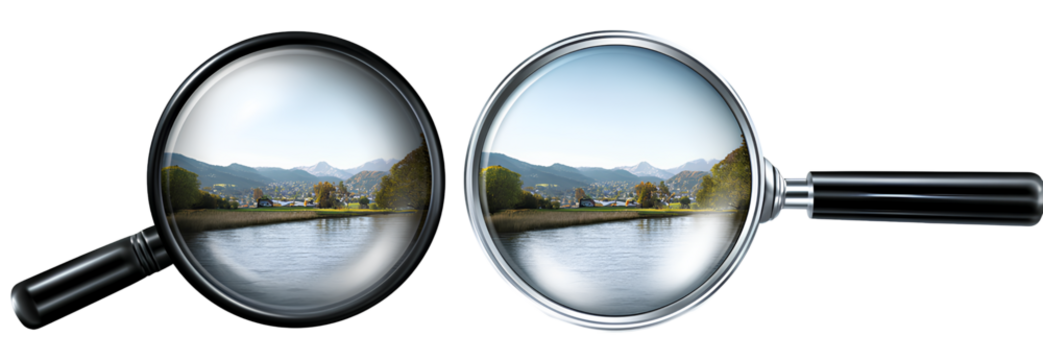  Realistic Magnifying Glass PNG Set