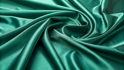Fototapeta premium Luxurious emerald green silk fabric draped and flowing