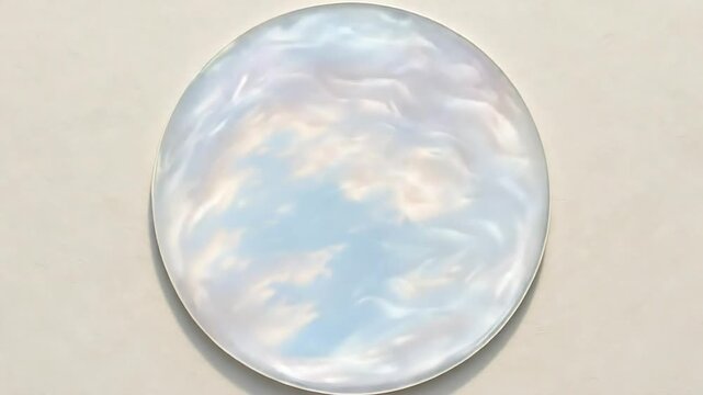 Opal Essence: A Luminous Round Stone with Cloud-Like Iridescence