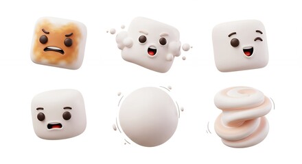 Variety of kawaii marshmallows