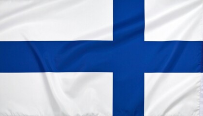 "Minimal Finnish flag with blue Nordic cross on white background."