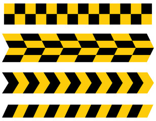 Yellow and black danger tape set with skull symbols for safety hazard zones roads and construction vector design