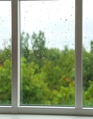 Naklejka premium Rainy day view from window