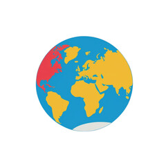 Fototapeta premium Colorful flat world globe icon vector illustration, 45.svg style planet Earth symbol