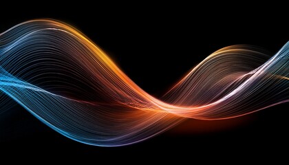 abstract sine wave curves in elegant flow on black background