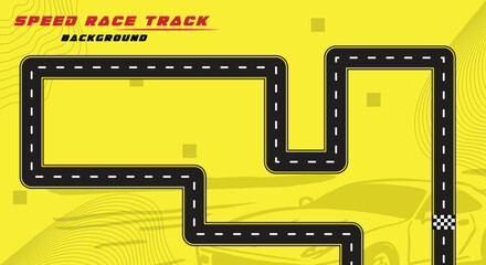 Creative vector illusion of race track isolated on yellow background