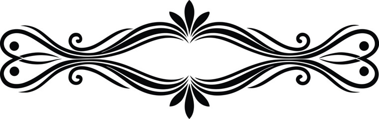 Elegant black swirl border design isolated on white background new 2025 trendy vintage text divider ornamental elements