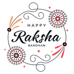 Elegant happy raksha bandhan greeting card design with decorative circular motifs and festive embellishments celebrating sibling love and tradition