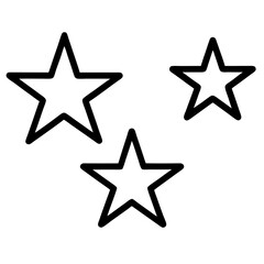 Obraz premium Three outline five pointed stars arranged in a dynamic cluster on a clean white background