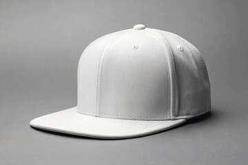 Fototapeta premium White snapback cap on gray background baseball cap