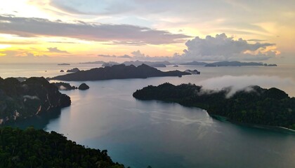 Fototapeta premium Sunrise over tranquil islands