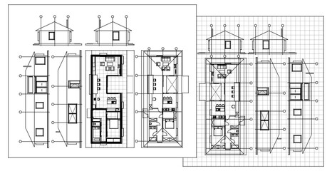 traditional house sketch plan 3D illustration