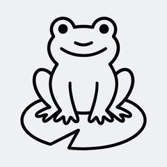 Silhouette Frog sitting on lily pad outline vector illustration