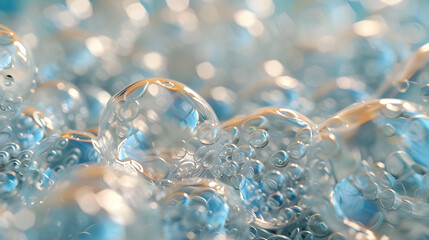 Bunch blue white bubbles, gray